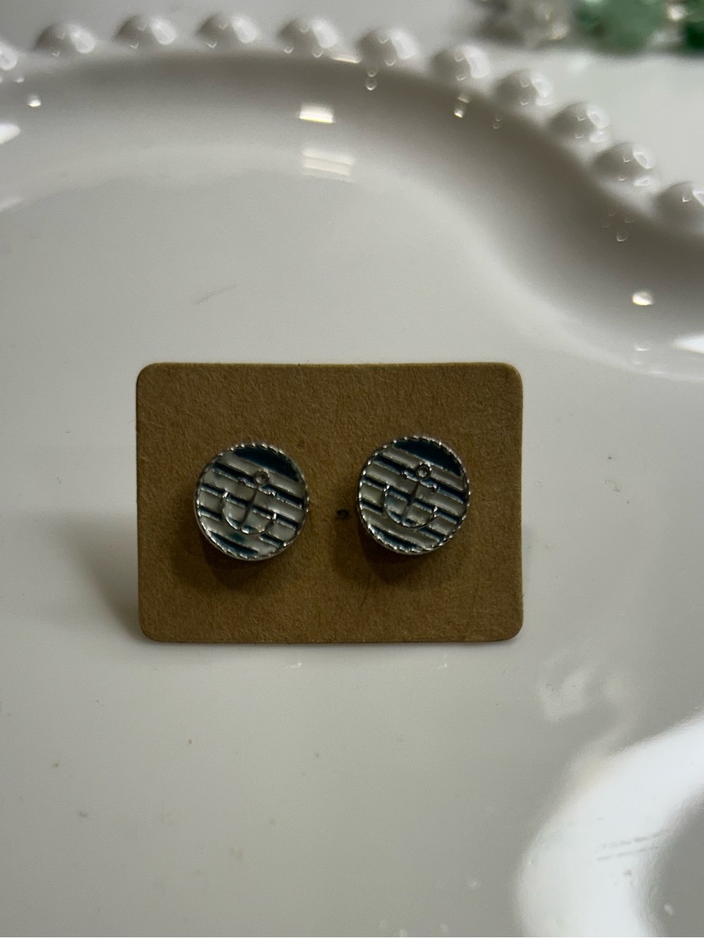 Silver Textured Round Stud Earrings - Minimalist Women